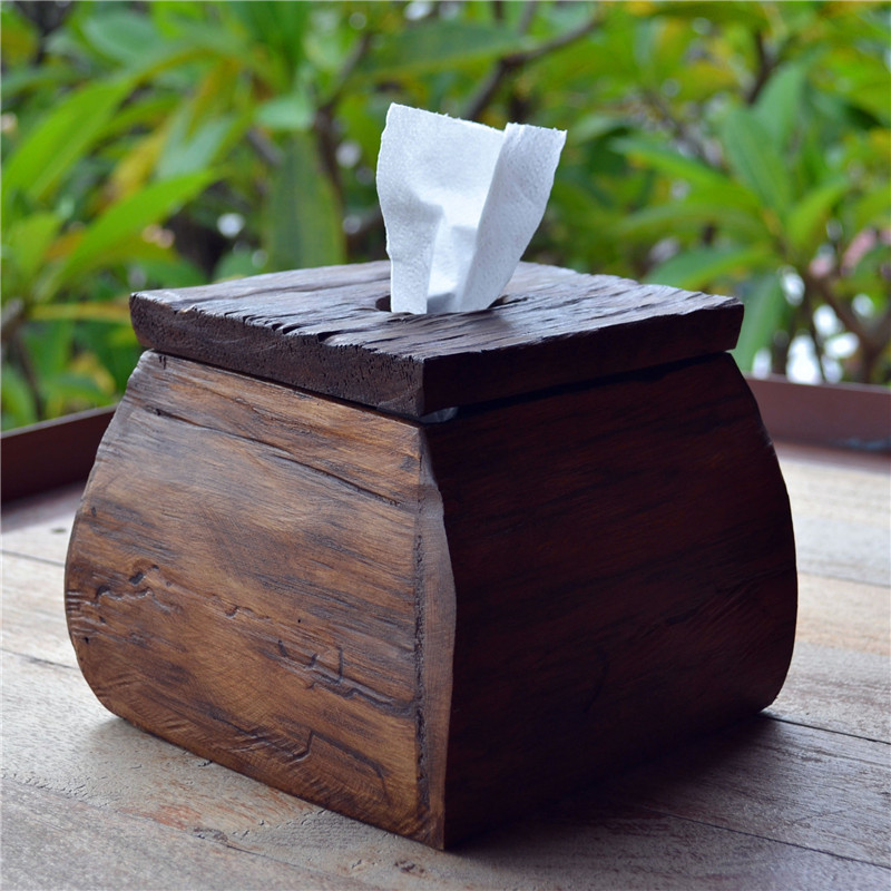 泰國風木質裝飾紙巾盒 東南亞風情家居擺設