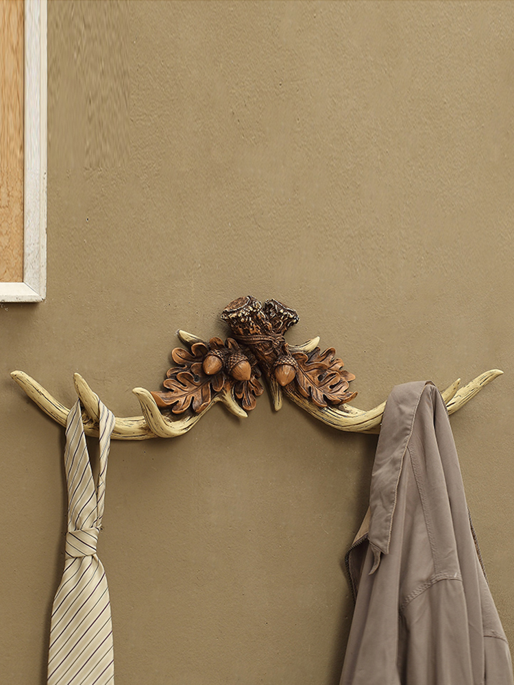 歐式復古壁掛掛衣鉤鹿角樹脂裝飾品創意掛飾六個鉤子