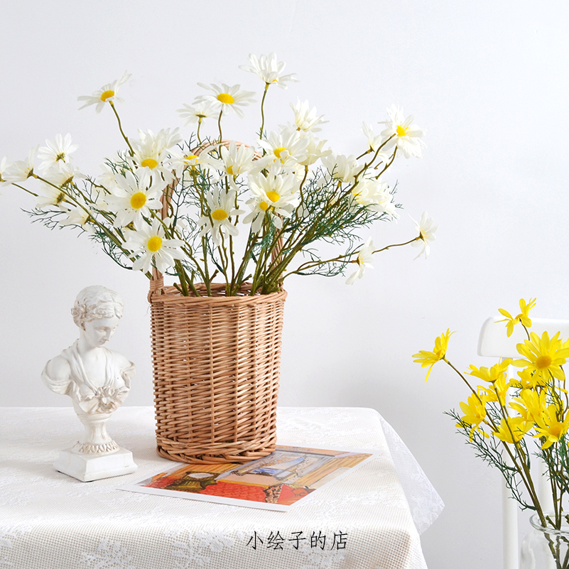 桌上小清新風格仿真雛菊假花拍照攝影道具裝飾擺件 (8.4折)