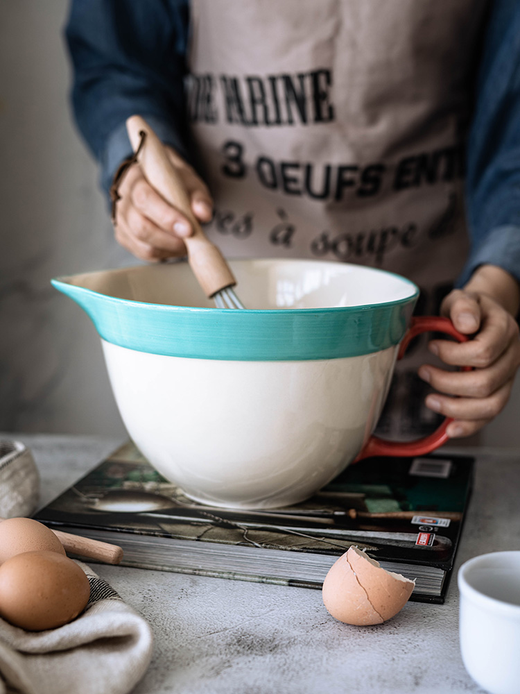 北歐簡約陶瓷攪拌碗 打蛋揉麵拌沙拉引流碗