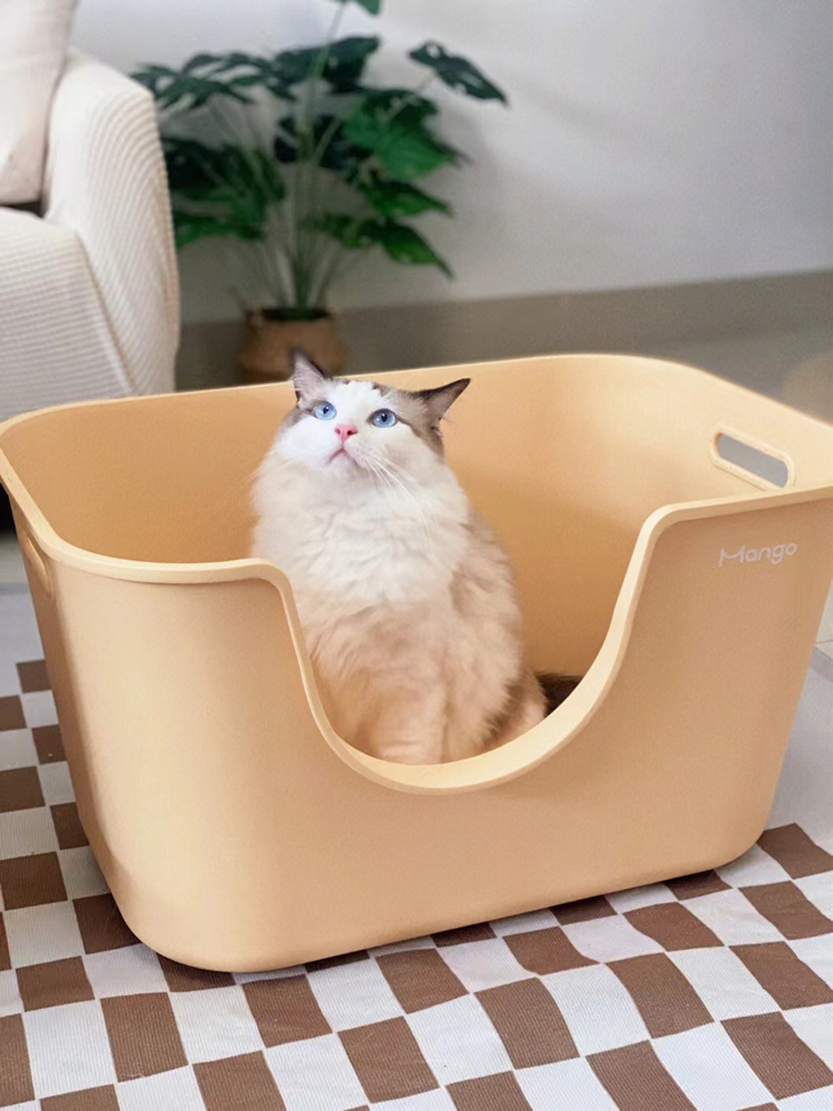 超巨大號貓砂盆 防外濺 布偶緬因貓咪專用 開放式貓廁所 砂墊鏟子 (0.6折)