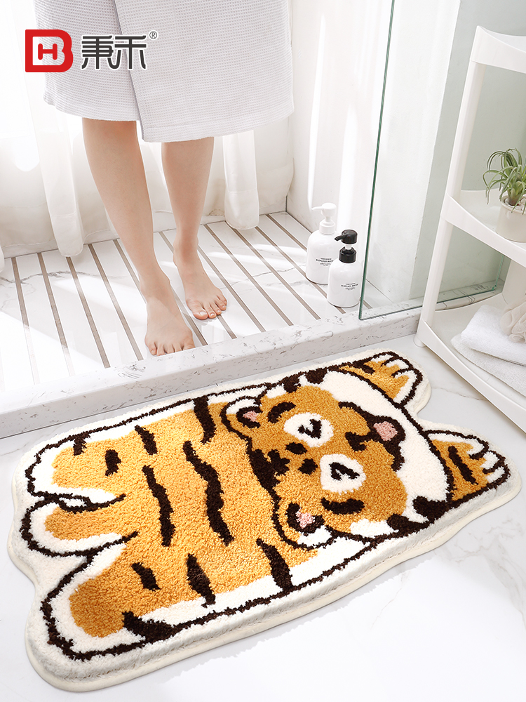 簡約現代卡通動物風格浴室地墊 門口腳墊衛浴防滑毯