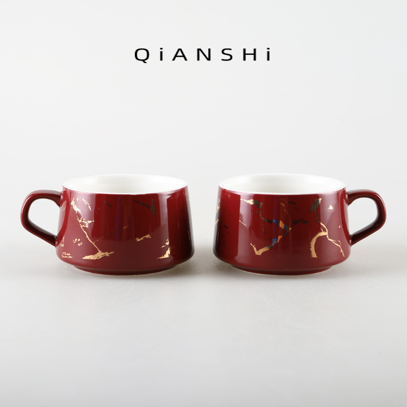 歐式奢華馬克杯 簡約小清新陶瓷咖啡杯 情侶高顏值下午茶水杯子 (8.3折)