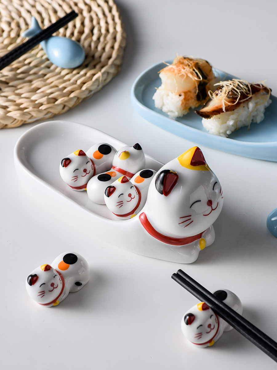 日式瓷筷架套裝 造型可愛 餐桌擺件 創意精緻 家居裝飾