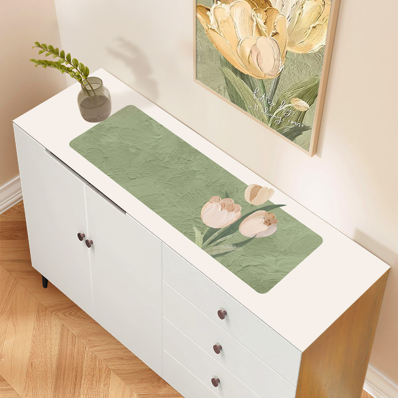 奶油風格簡約現代植物花卉PVC防水防油桌墊可用於茶几電視櫃餐桌尺寸多樣可客製化 (6.3折)