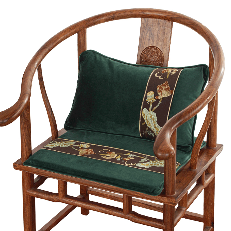 刺繡新中式紅木椅墊坐墊實木家用加厚茶圈椅凳子墊多色可選