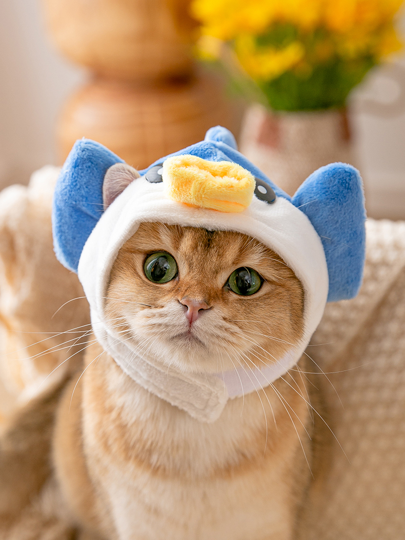 小貓咪俏皮頭套帽子專用虎頭帽寵物無毛貓可愛布偶貓小貓時尚頭飾