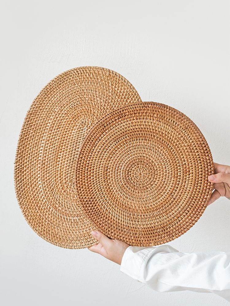 簡約竹製手工秋藤編大餐墊自然而然風格餐桌隔熱墊