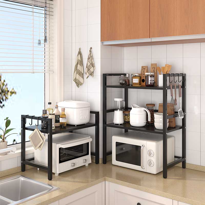 廚房置物架可伸縮微波爐架家用台麪烤箱電飯煲鍋架雙層大號收納