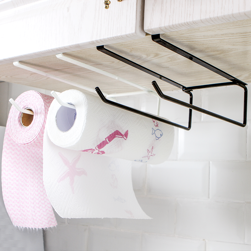 廚房置物架壁掛式生活用品 毛巾桿雙掛鉤捲紙架
