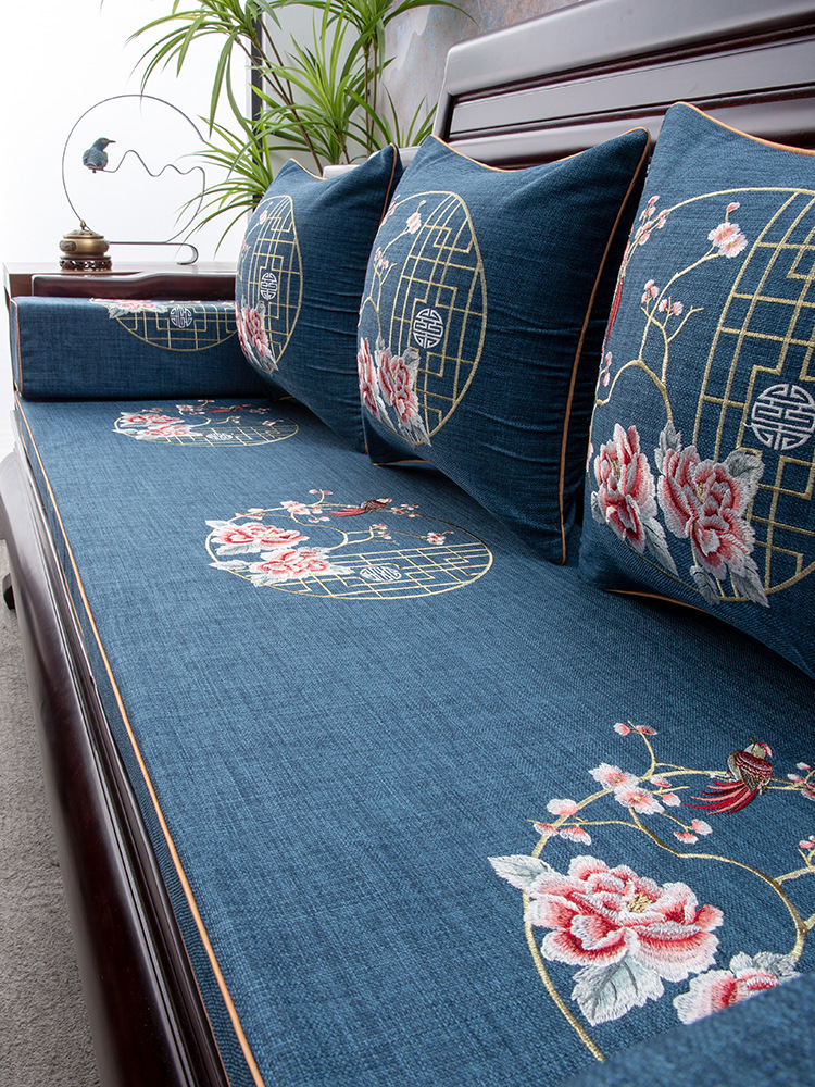 新中式紅木沙發坐墊防滑加厚實木家具海緜墊套罩鞦鼕款 乳膠椰棕