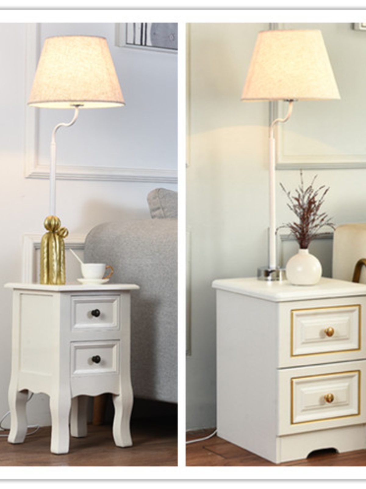 奶油風臥室落地燈 輕奢客廳沙發床頭櫃一體實木高顏值裝飾燈 (2.7折)