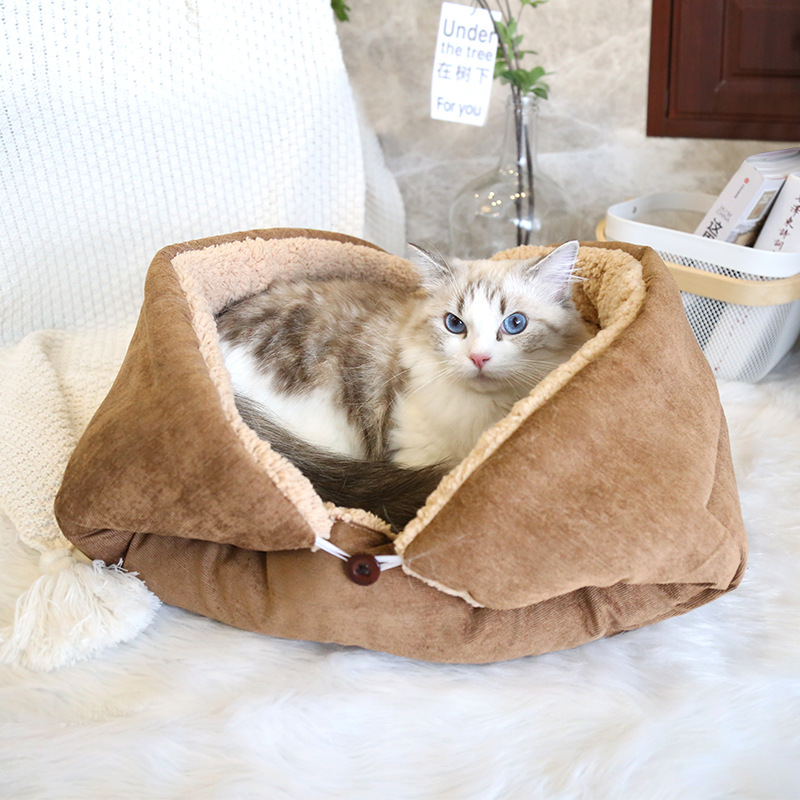 可摺疊貓窩冬季保暖絨面寵物小型犬小狗貓咪睡覺墊