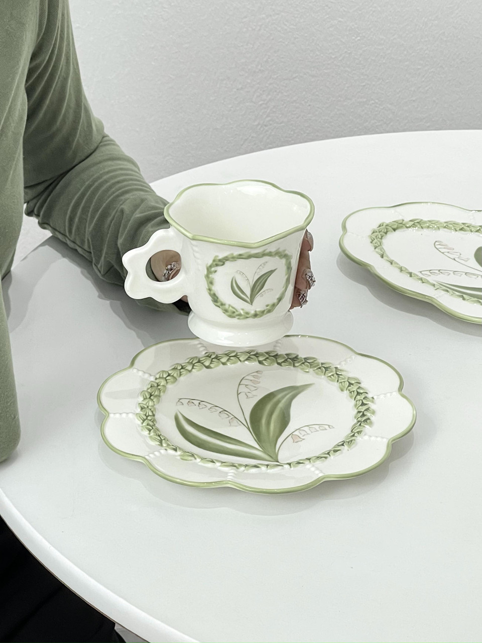 復古歐式陶瓷手繪花卉下午茶盤 咖啡杯精緻茶具組