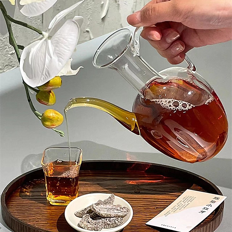 新中式仿宋手執玻璃茶壺耐熱高溫泡茶壺水果茶壺商用