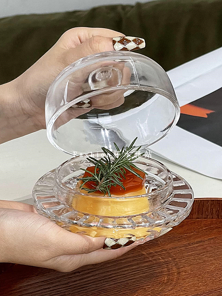 中式簡約燕窩碗輕奢創意酸奶糖水碗帶蓋玻璃甜品碗精緻燕窩銀耳盅