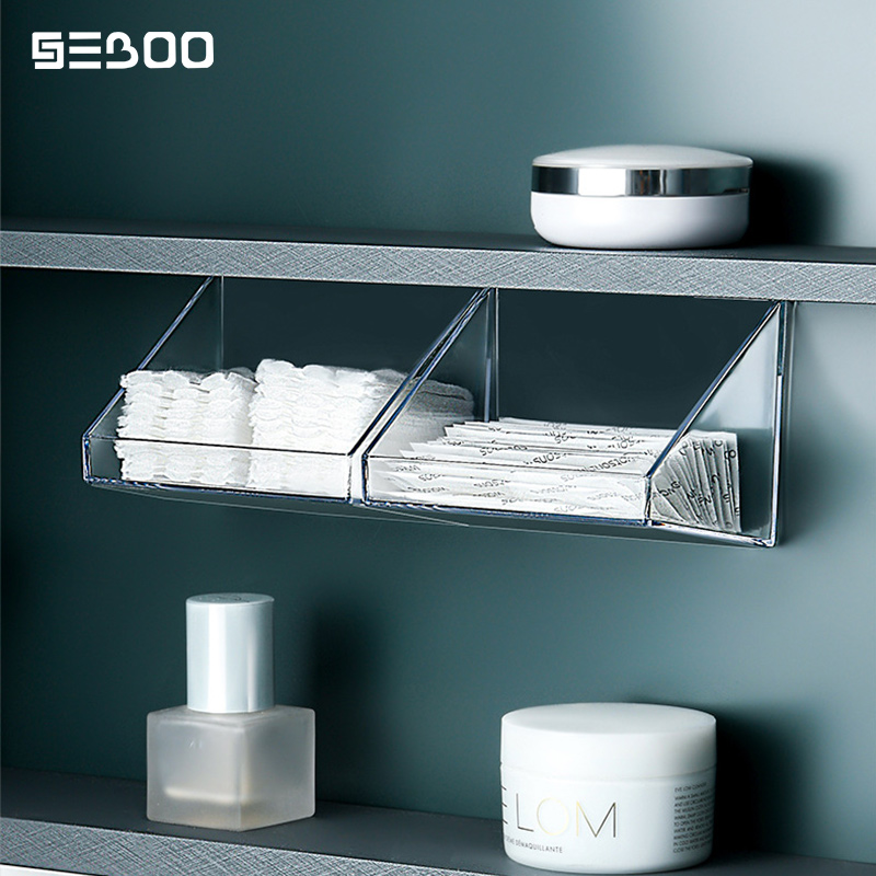 seboo 鏡櫃內小物件收納盒壁掛分層家用免打孔置物架白色隔板