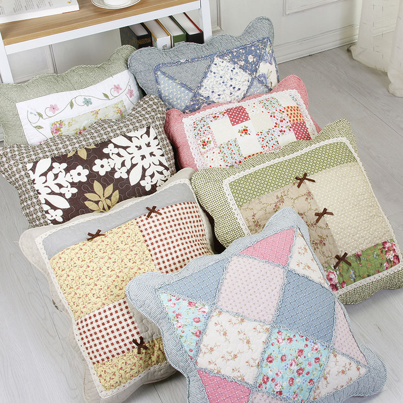 田園風純棉靠枕 舒適絎縫布藝沙發抱枕 含內芯