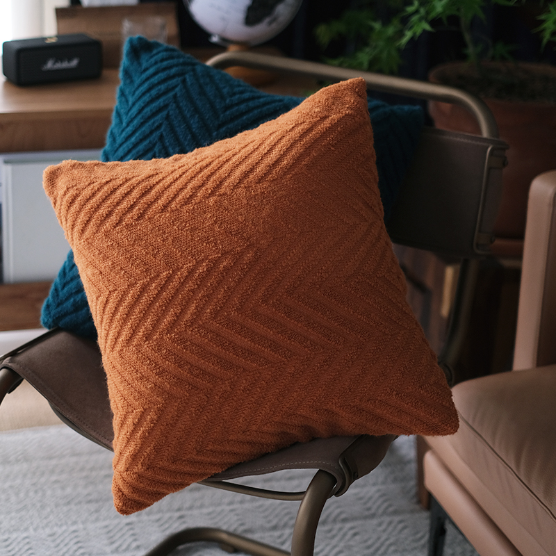 復古美式提花抱枕簡約北歐風臥室沙發靠墊靠背橘色系裝飾靠枕
