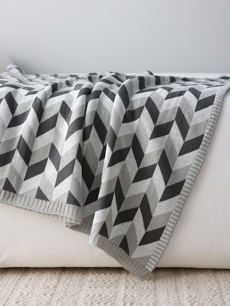 北歐風簡約幾何裝飾毯舒適柔軟春秋季午睡蓋毯沙發毯空調毯