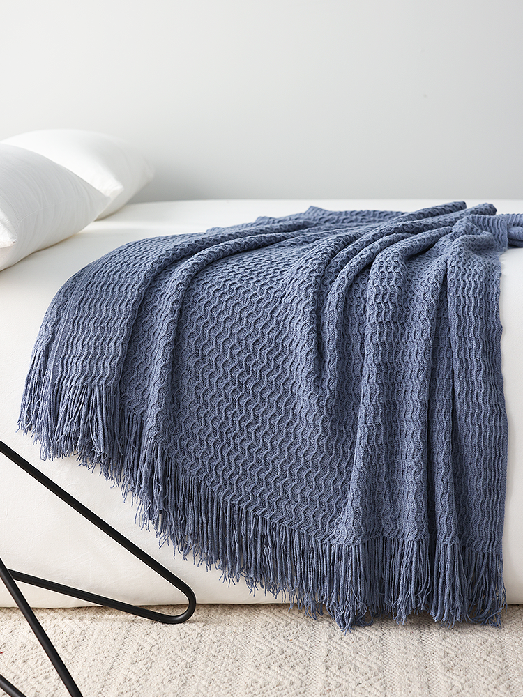 北歐INS風絨毯酪梨綠床尾巾 春夏新款針織編織沙發空調裝飾蓋毯 (8.3折)