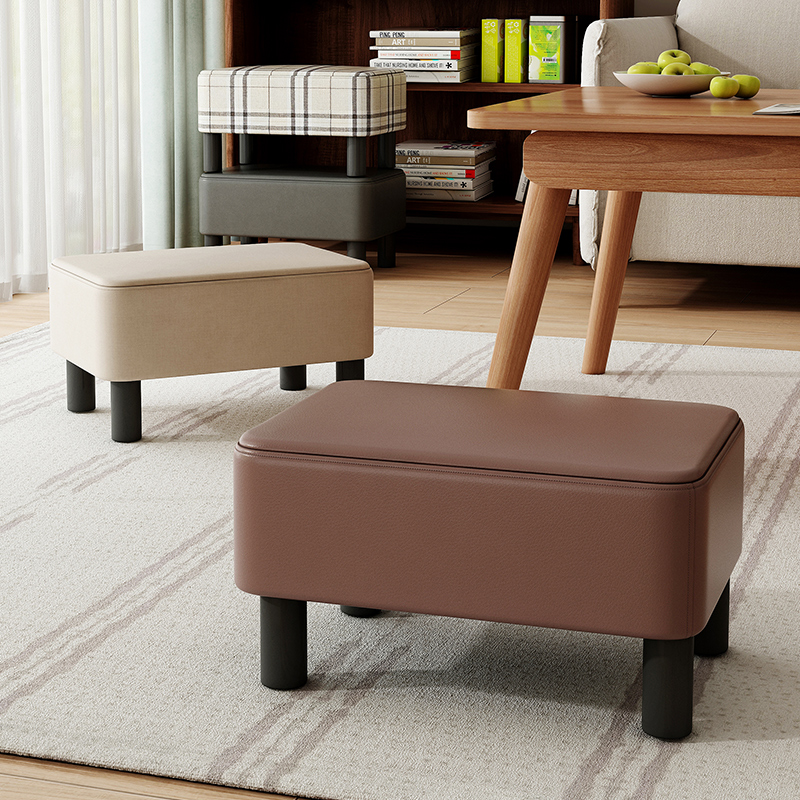 簡約時尚多功能矮凳  客廳沙發凳腳踏小板凳換鞋凳  易清潔PU皮透氣布藝 (7.7折)