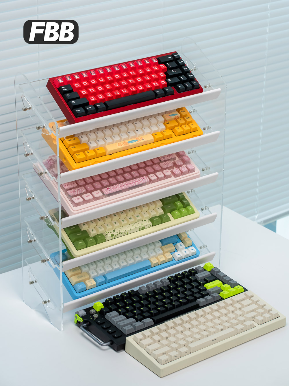 多層斜臺機械鍵盤展示架壓克力材質可放40釐米長鍵盤適合收藏展示