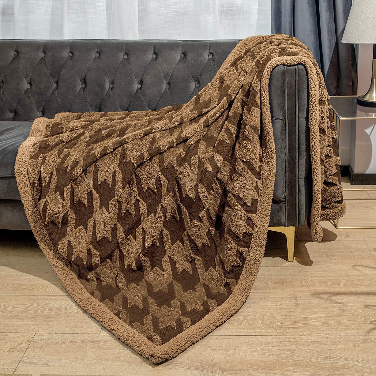 法蘭絨雙層菱格紋嬰兒推車沙發毯居家保暖蓋毯