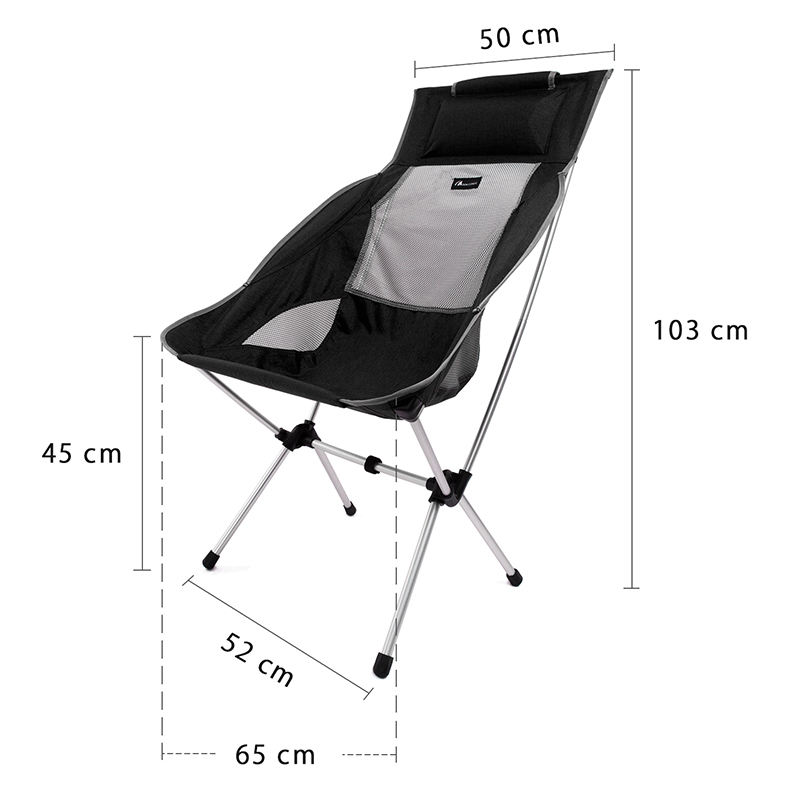 高背收納便攜摺疊椅 露營超輕月亮椅 沙灘戶外舒適自駕遊 黑色 沙灘椅