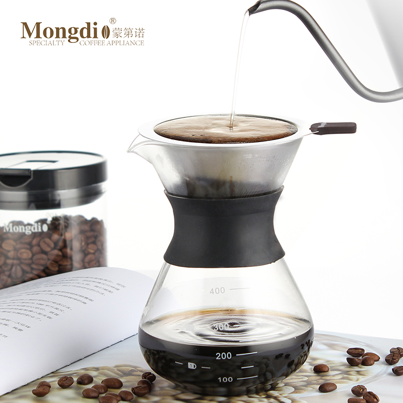 mongdio美式不鏽鋼咖啡壺手衝咖啡壺濾杯免濾紙漏斗