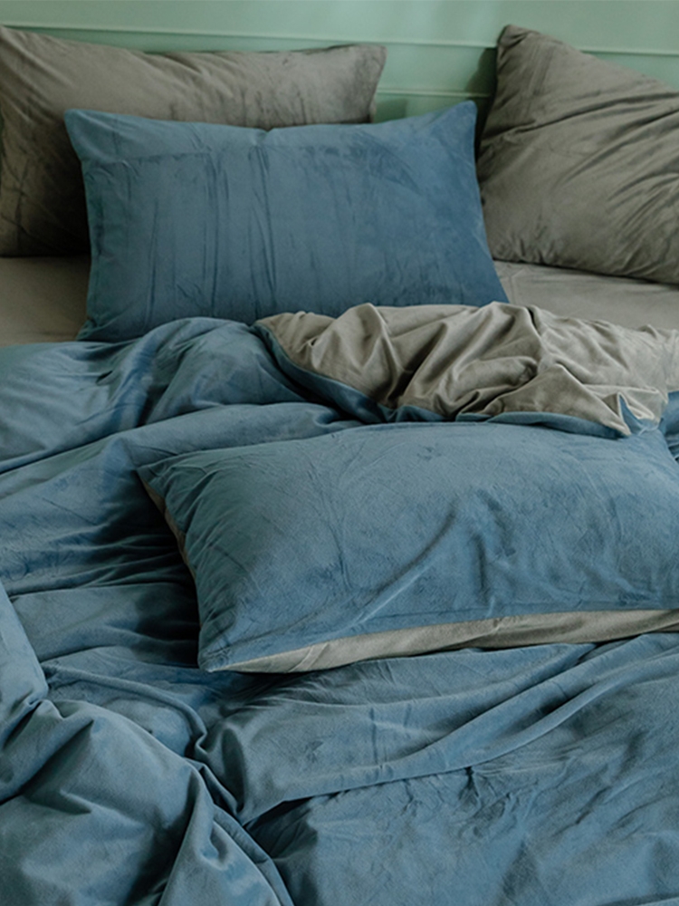 牛奶絨四件套保暖舒適床笠式設計簡約時尚適合各種風格的臥室
