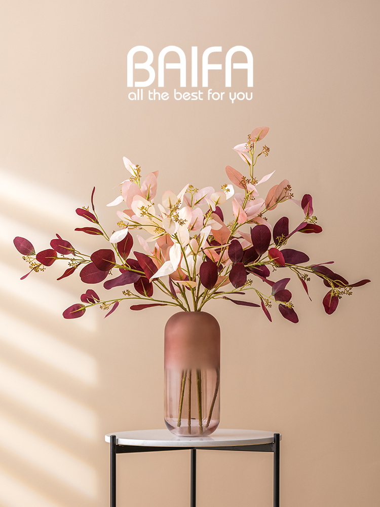 客廳裝飾單束尤加利花卉盆栽 仿真花瓶花藝擺件 居家網紅裝飾