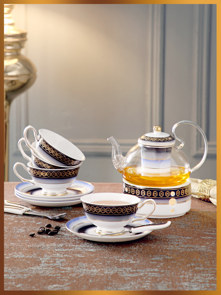 英式下午茶茶具套裝 家用蠟燭加熱底座 陶瓷歐式花茶水果茶 茶壺茶杯