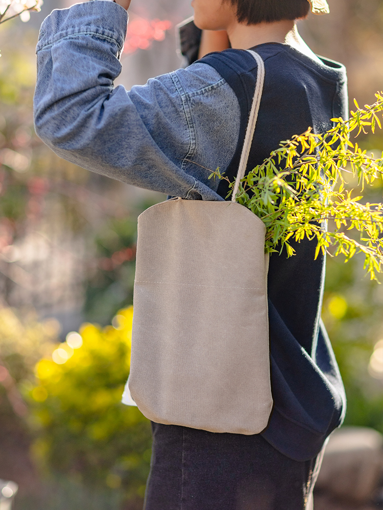 日式田園風棉布手提袋收納包外出旅行居家收納兩相宜中號尺寸北歐風格多功能使用