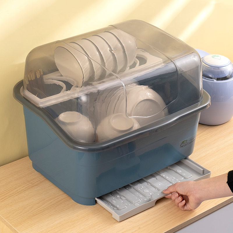 創意塑料碗櫃雙層大號熱銷廚房瀝水架收納盒置物架 (8.3折)