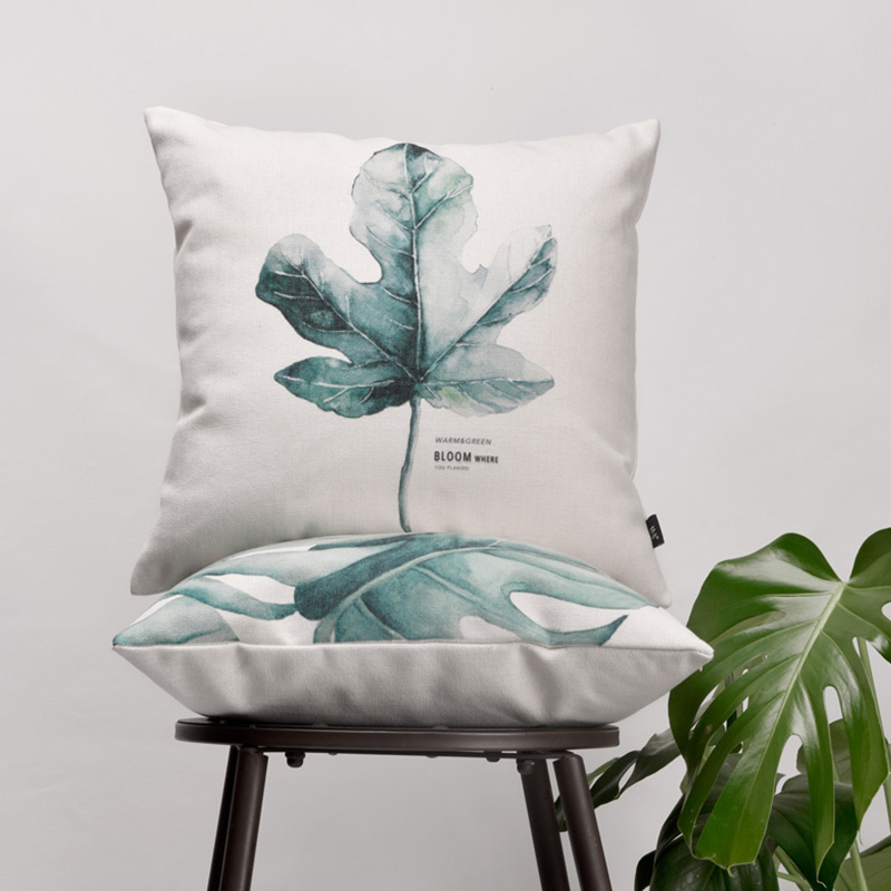 簡約北歐風格棉麻綠植藝術靠枕沙發臥室床頭抱枕裝飾