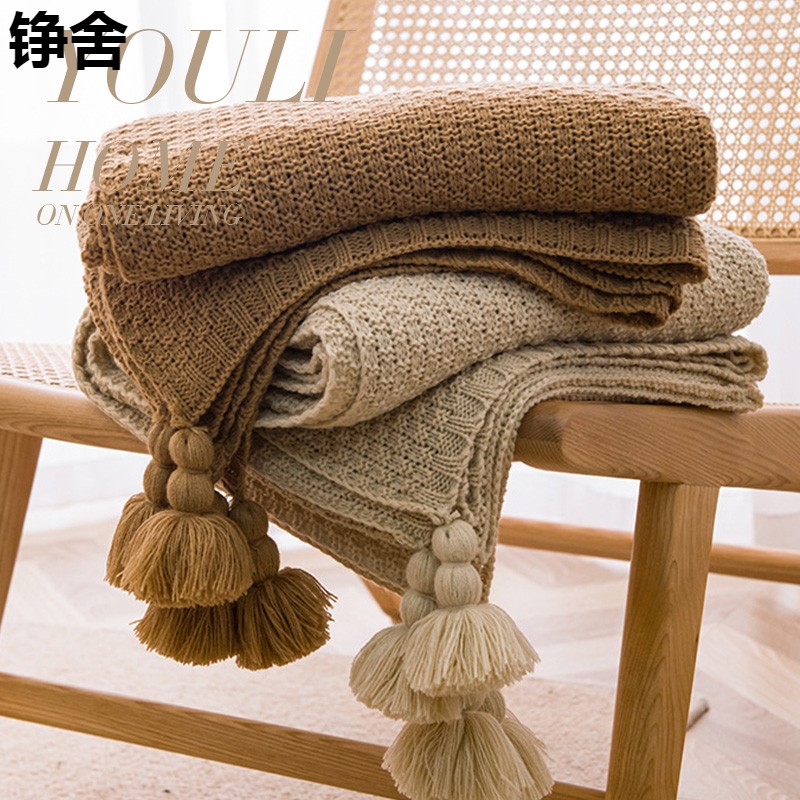 北歐風復古流蘇編織毯多功能蓋毯沙發毯床尾巾床旗