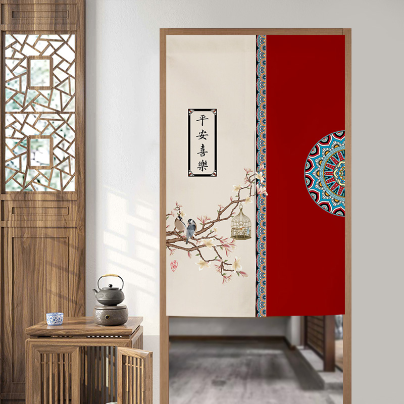 中式風玄關門簾遮擋隔斷各房間皆適用防潑水且免打孔安裝