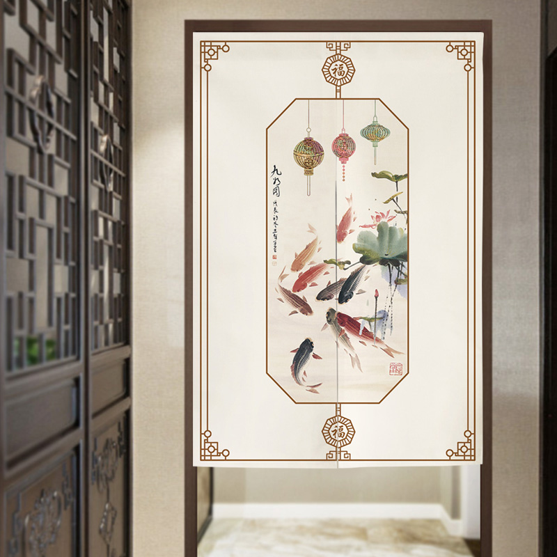 新中式風格門簾布藝材質適用於臥室廁所廚房免打孔設計多種尺寸可選 (8.3折)