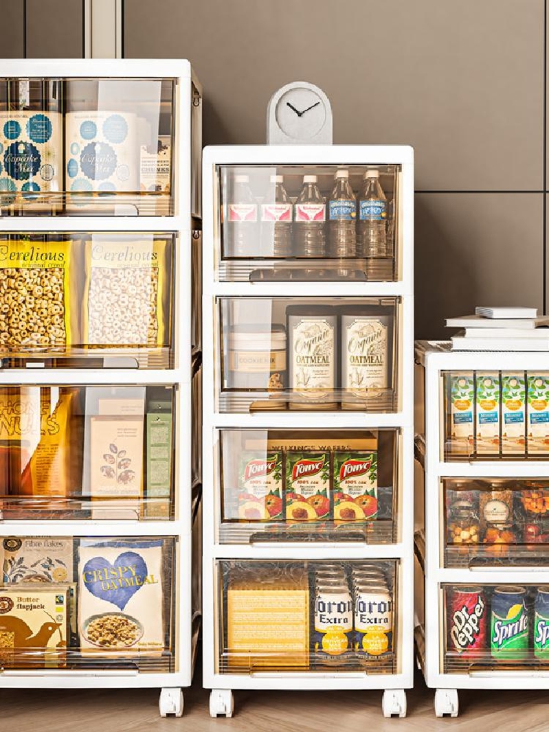 抽屜式收納櫃 透明零食玩具塑料收納箱 客廳日式風格