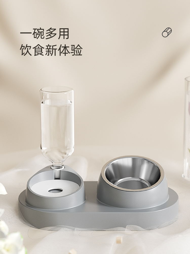 貓狗雙碗設計自動飲水寵物碗陶瓷貓咪用品