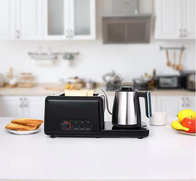 多功能早餐機烤麵包機多士爐 110v 美式電熱水壺一體機