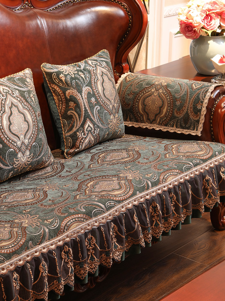 歐式奢華真皮沙發墊四季通用防滑高雅簡約客廳裝飾