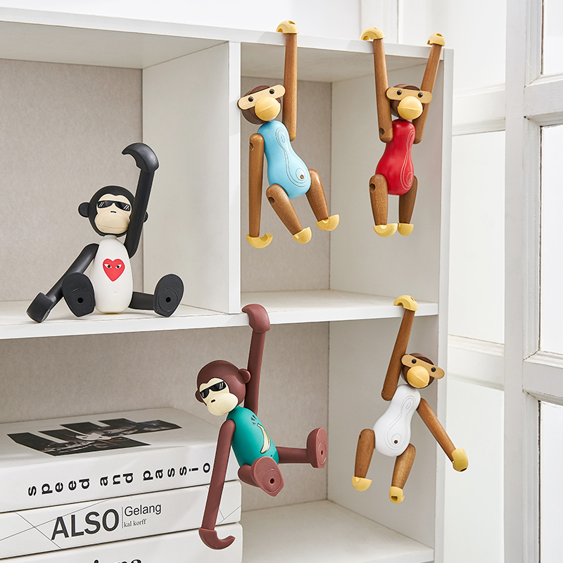 北歐風格猴子裝飾小擺件創意可愛適合兒童房書櫃臥室房間佈置
