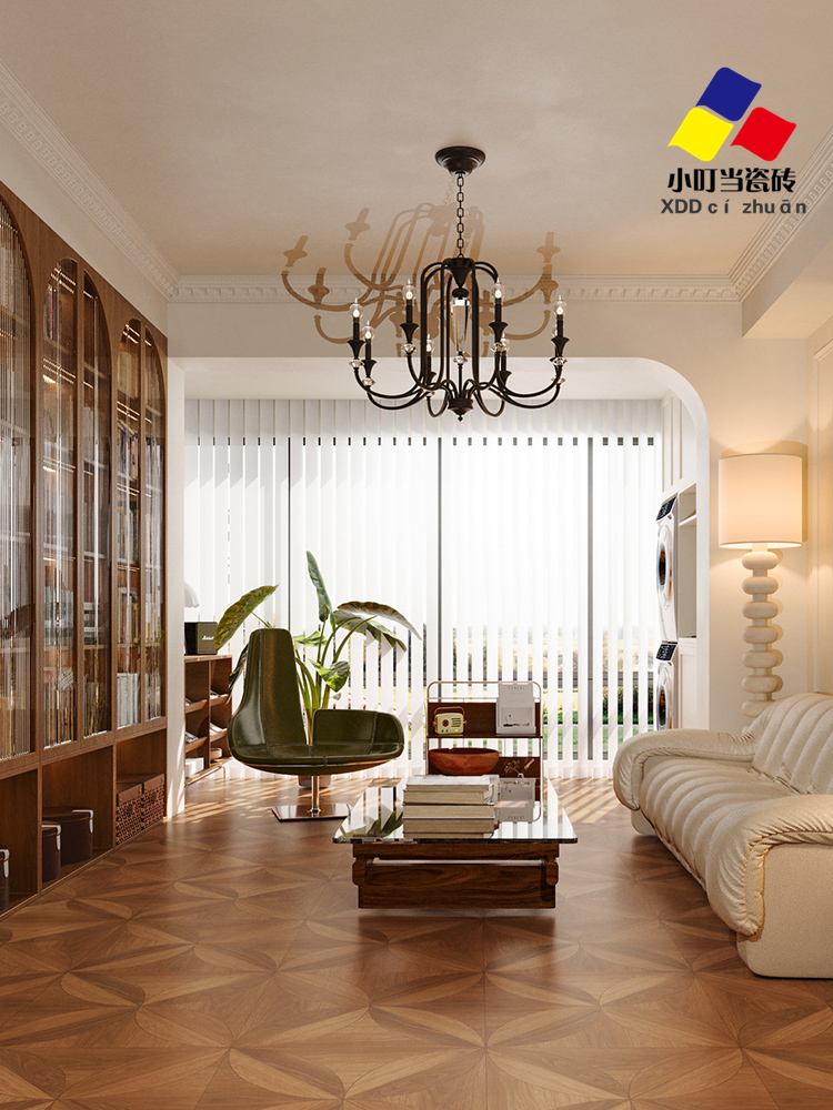 簡約現代瓷磚 木紋磚復古美式 臥室客廳防滑裝修