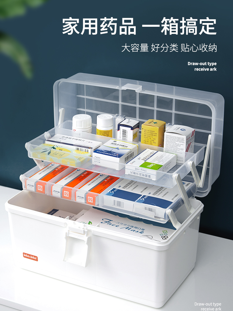 藥箱家用大容量收納盒 多功能分類儲物盒 醫藥箱家庭裝