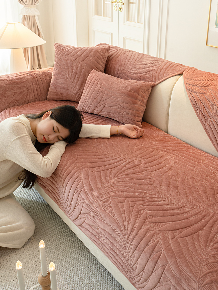 加厚防滑奶油風純色沙發墊四季通用保暖沙發套溫暖舒適