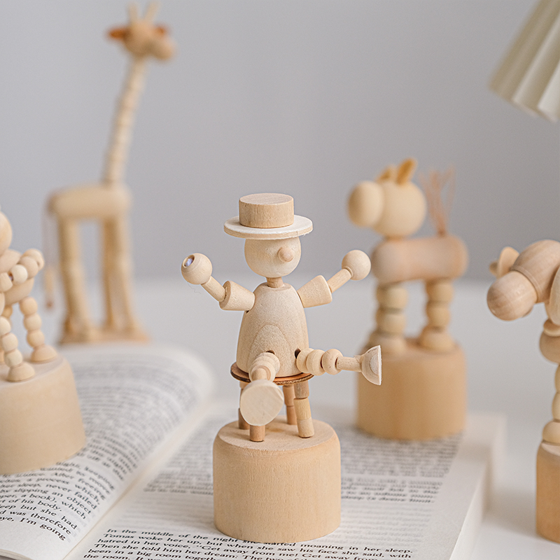 簡約現代卡通木頭玩偶療癒辦公室家居擺飾多款造型供選擇