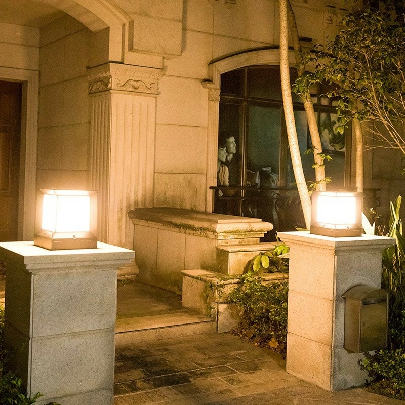 現代花園庭院草坪燈 戶外別墅門頭圍牆燈 防水白熾柱頭燈