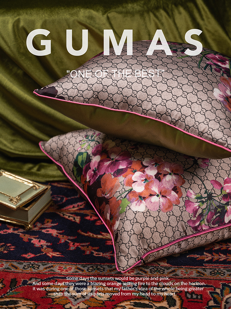 夏日促銷復古絲綢錦緞花卉裝飾絲滑靠枕仿真絲抱枕